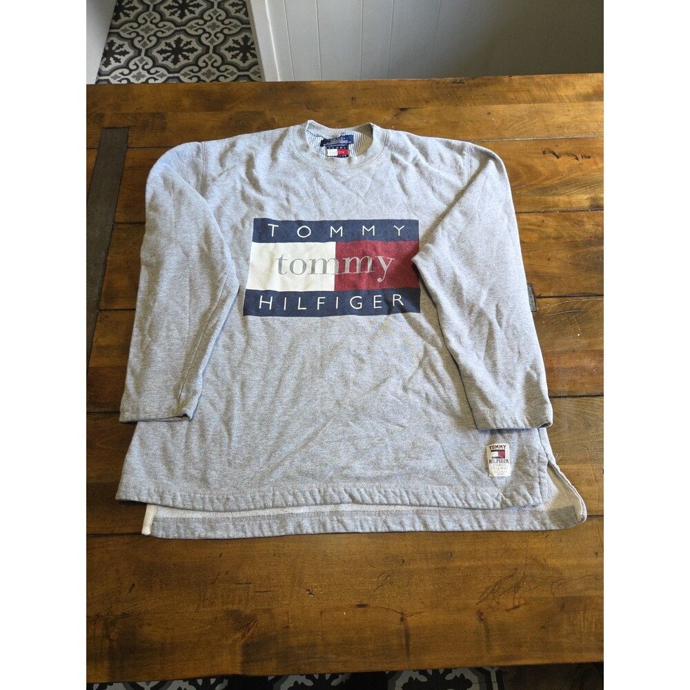 Vintage 90s Tommy Hilfiger Made in USA Heavyweight Shirt Large L Big Logo Flag
